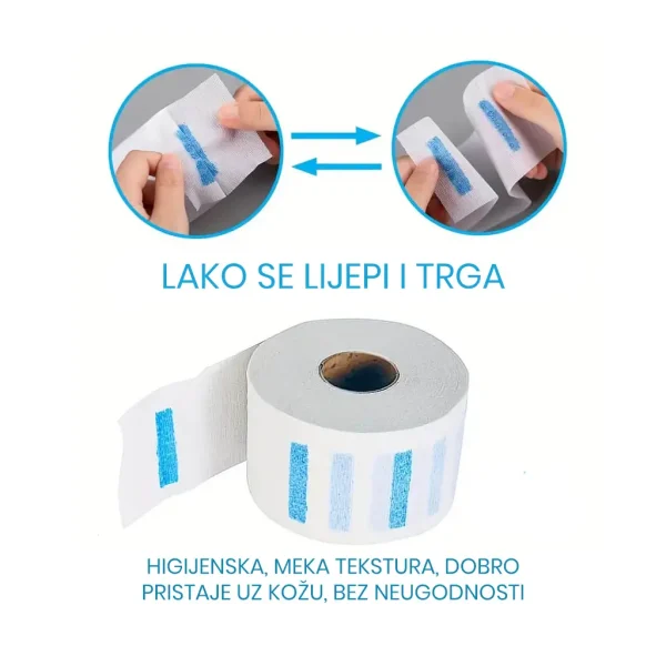 Papirnati okovratnik lako se lijepi i trga, ugodan na koži, higijenski mekana tekstura.