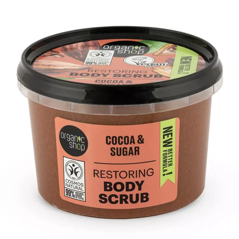 Pakiranje Organic shop piling za tijelo od kakaa i šećera od 250 ml