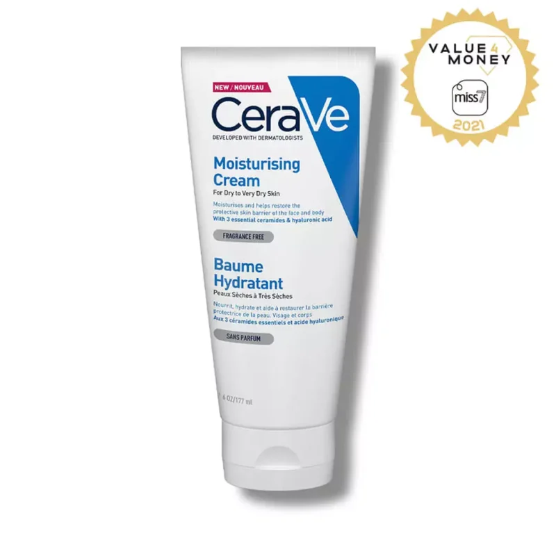 Pakiranje od 177 ml CeraVe hidratantne kreme za suhu kožu za područje lice i tijela.