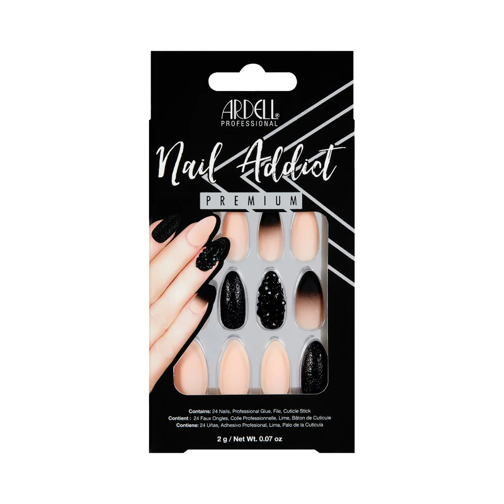 Nail Addict Premium 2 Ardell umjetni nokti Nail Addict Premium Black Stud and Pink Ombre