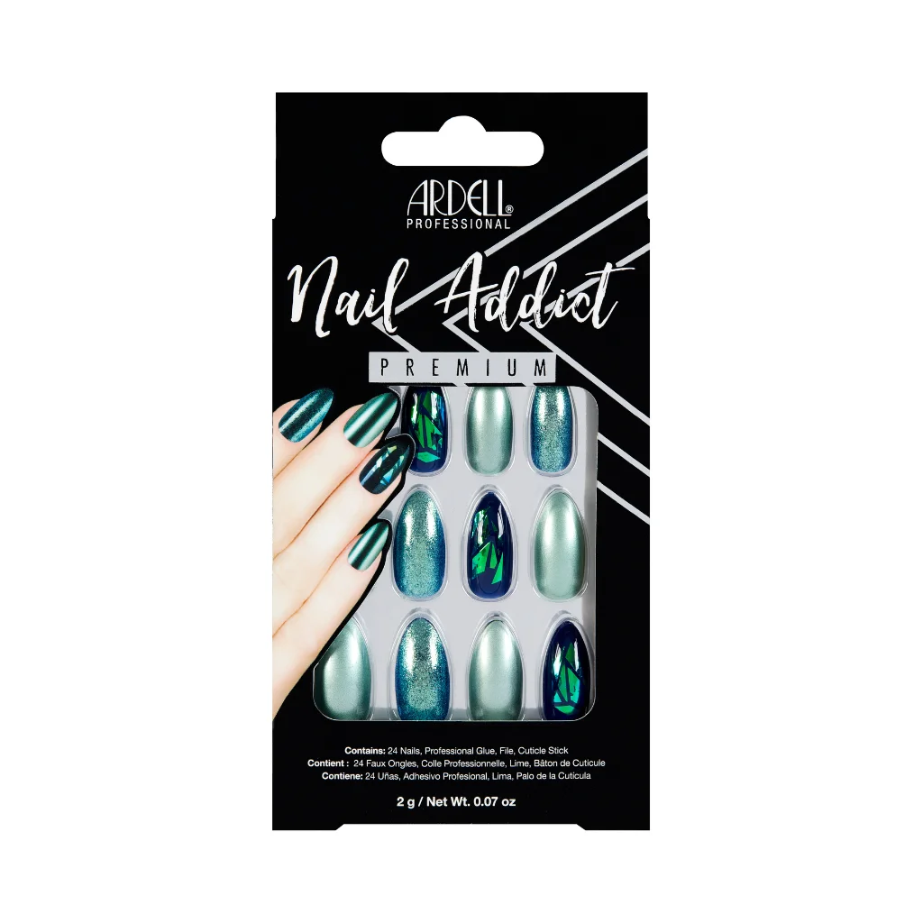 Nail Addict Premium 1 Ardell umjetni nokti Nail Addict Premium Green Glitter Chrome