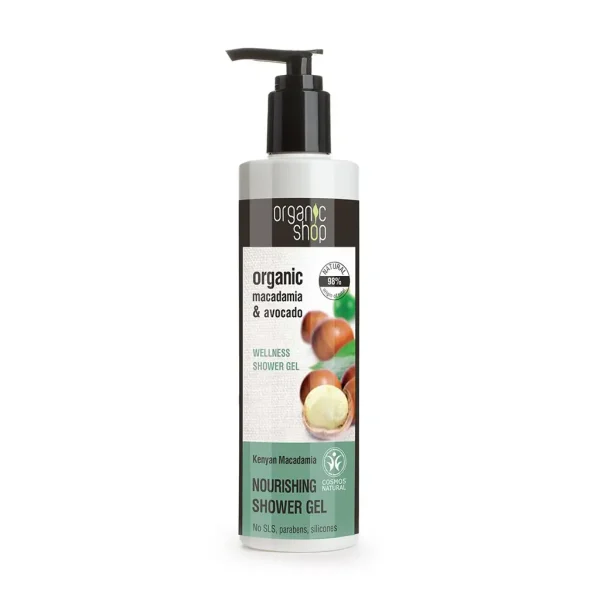 Pakiranje proizvoda Organic Shop Nourishing Gel za tuširanje Macadamia & Avocado od 280ml